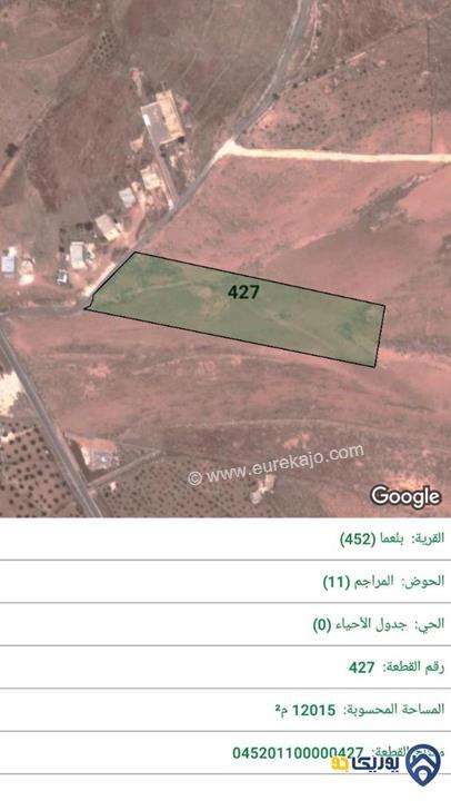 قطعة ارض مساحة 12015م للبيع في المفرق-بلعما
