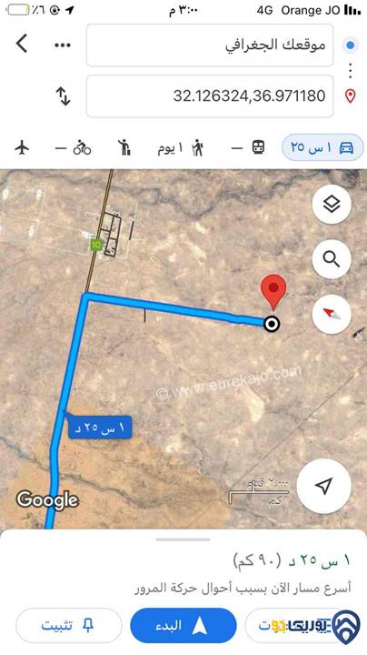 قطعة أرض مساحة 95267م للبيع في المفرق  - منشية الخليفة - طريق بغداد