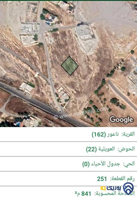 ارض للبيع مساحة 841م في ناعور - عمان
