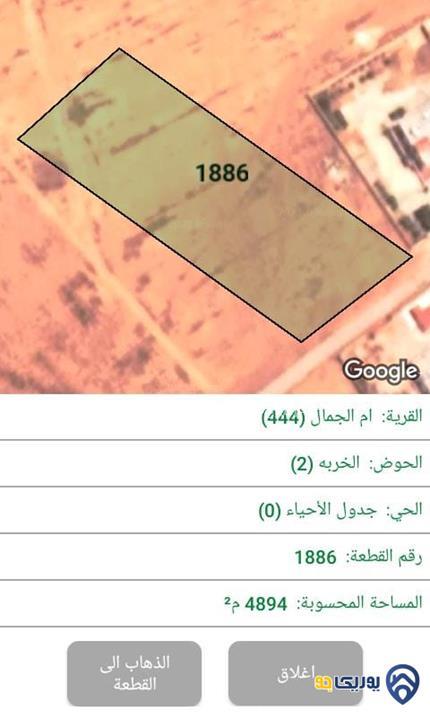 ارض مساحة 4894م للبيع في البادية الشمالية-المفرق