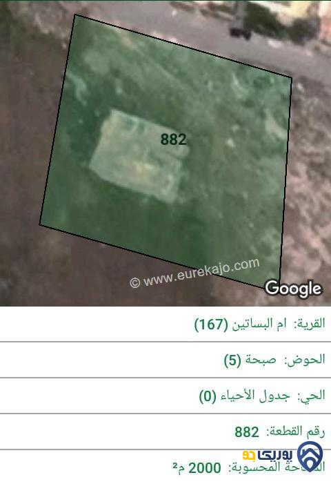 ارض للبيع مساحة 2000م في ناعور - عمان