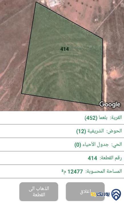قطعة ارض مساحة 12477 للبيع في المفرق - بلعما