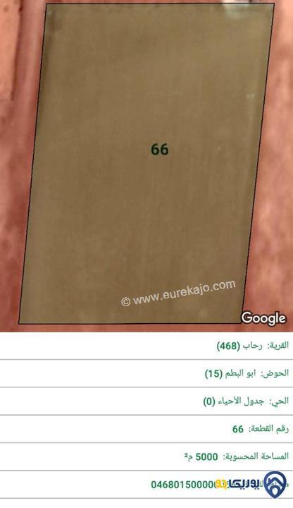 قطعة ارض مساحة 5000م للبيع في المفرق-رحاب