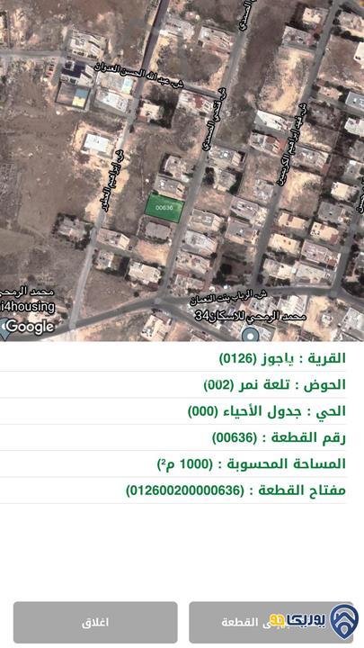 ارض مساحة 1000م للبيع في اجمل مواقع ياجوز