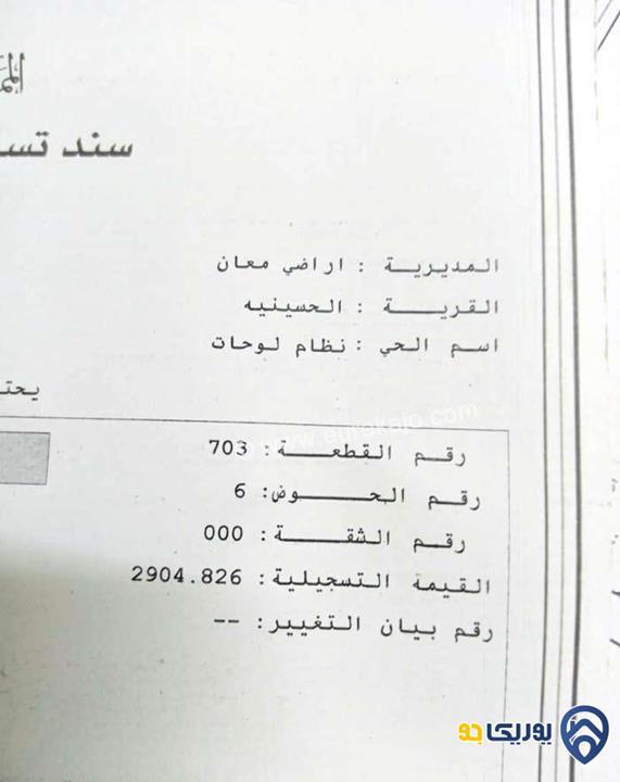 قطعة ارض مساحة 40000م للبيع في معان-الحسينية 