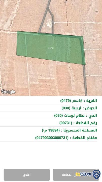 ارض للبيع مساحة 19894م في المفرق/البادية الشمالية