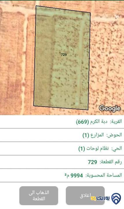 قطعة ارض 9994م للبيع في معان- دبة الكرم