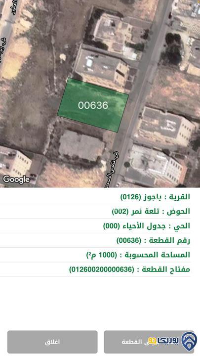ارض مساحة 1000م للبيع في اجمل مواقع ياجوز