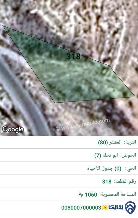 قطعة ارض مساحة 1060 م للبيع في ناعور 