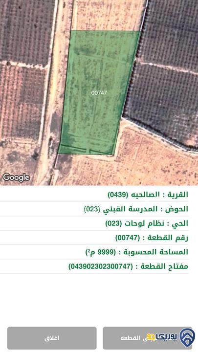 ارض مساحة 9999م للبيع في الصالحيه-المفرق